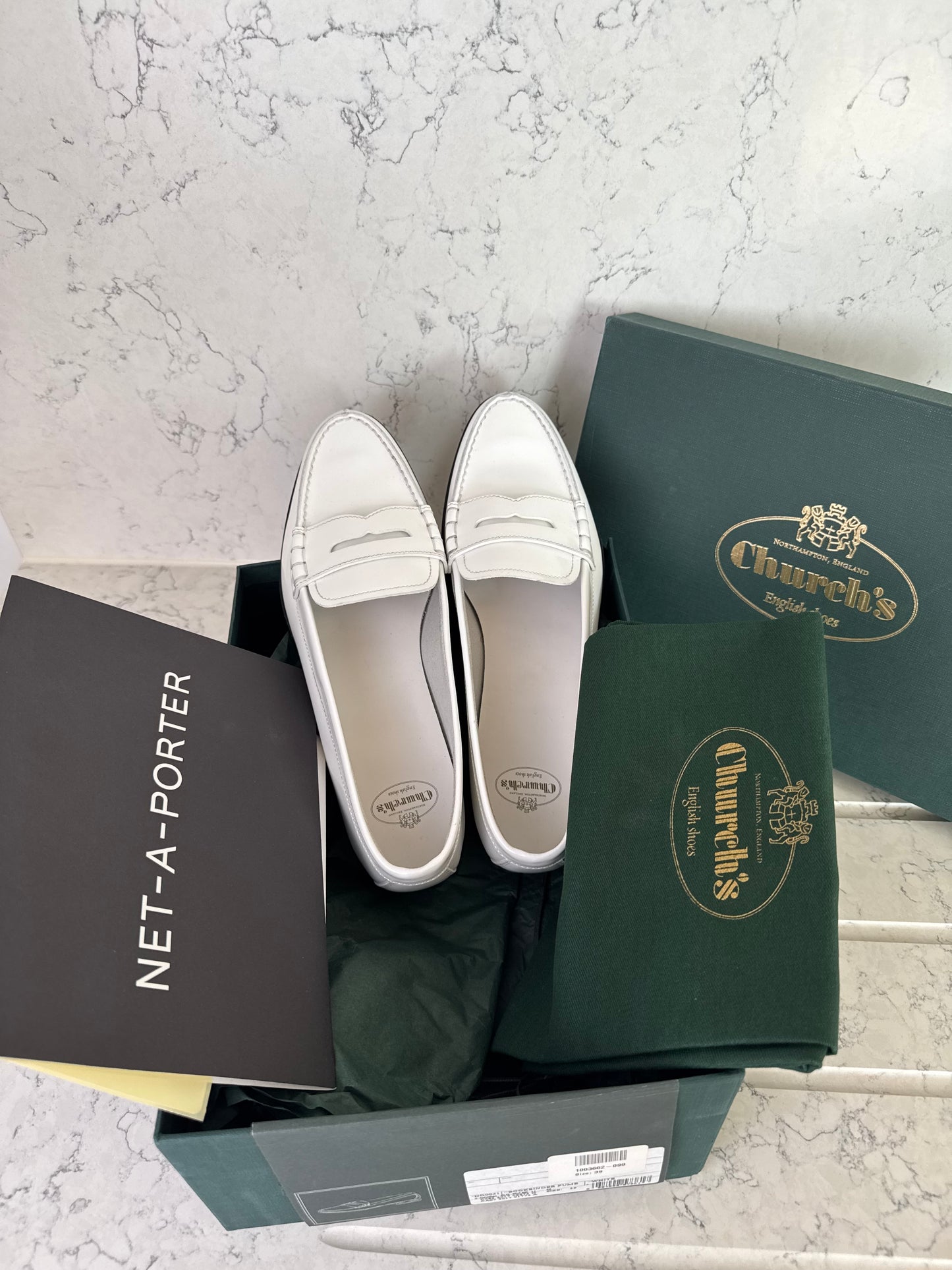 Church’s White Leather Penny Loafers | New with Box & Dust Bag
