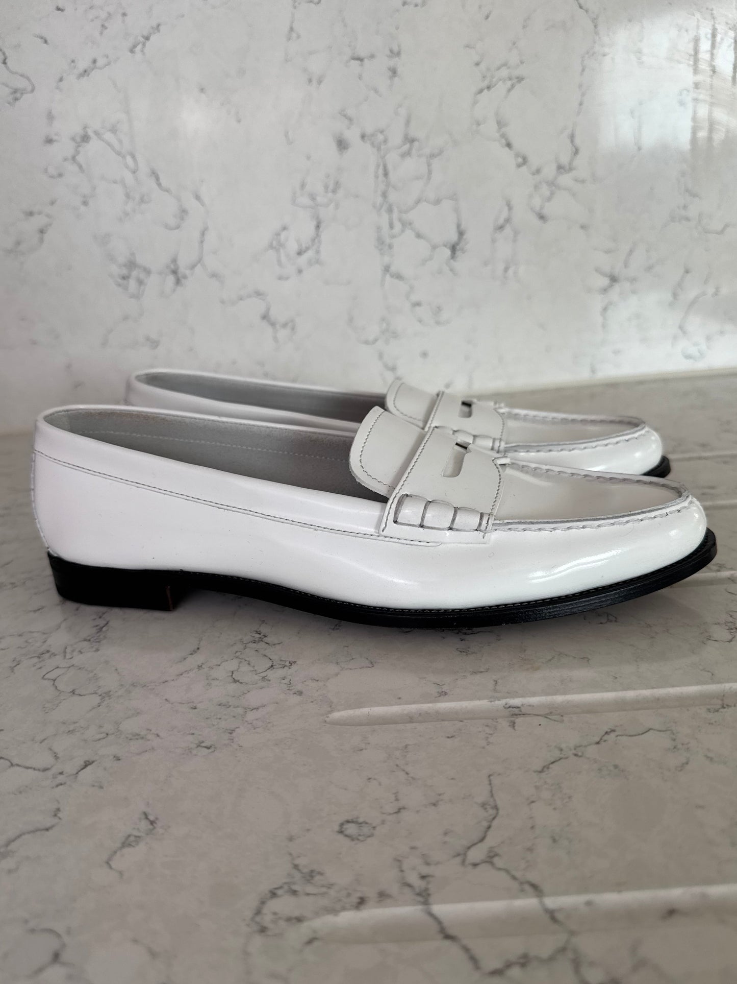 Church’s White Leather Penny Loafers | New with Box & Dust Bag