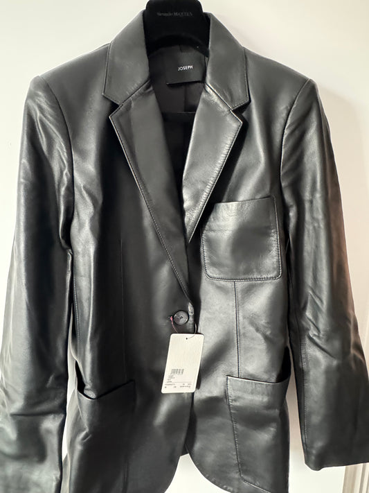 JOSEPH Black Leather Tailored Blazer Jacket – Brand New With Tags