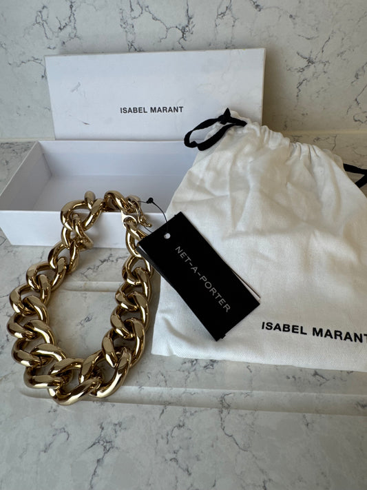 Isabel Marant Gold-Tone Chunky Curb Chain Necklace | New with Box & Dust Bag